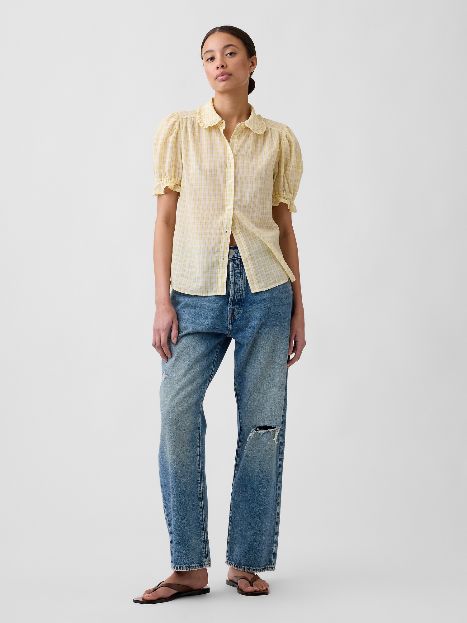 Relaxed Voile Puff Sleeve Top | Gap Factory
