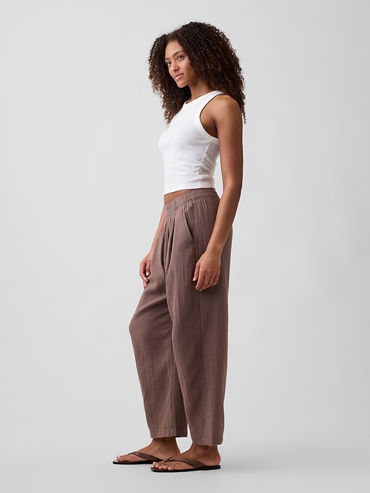 Image number 3 showing, Mid Rise Pull-On Barrel Gauze Pants