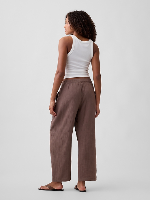 Image number 4 showing, Mid Rise Pull-On Barrel Gauze Pants