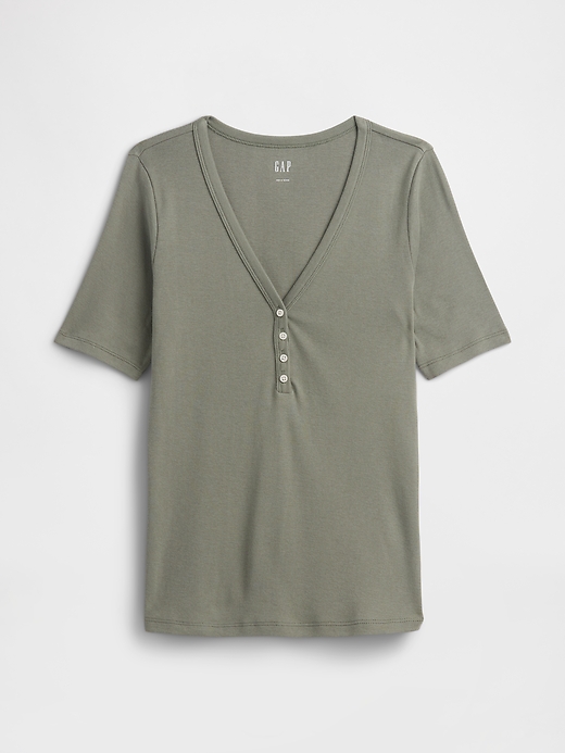 Image number 5 showing, Modern Ribbed V-Neck Henley Top