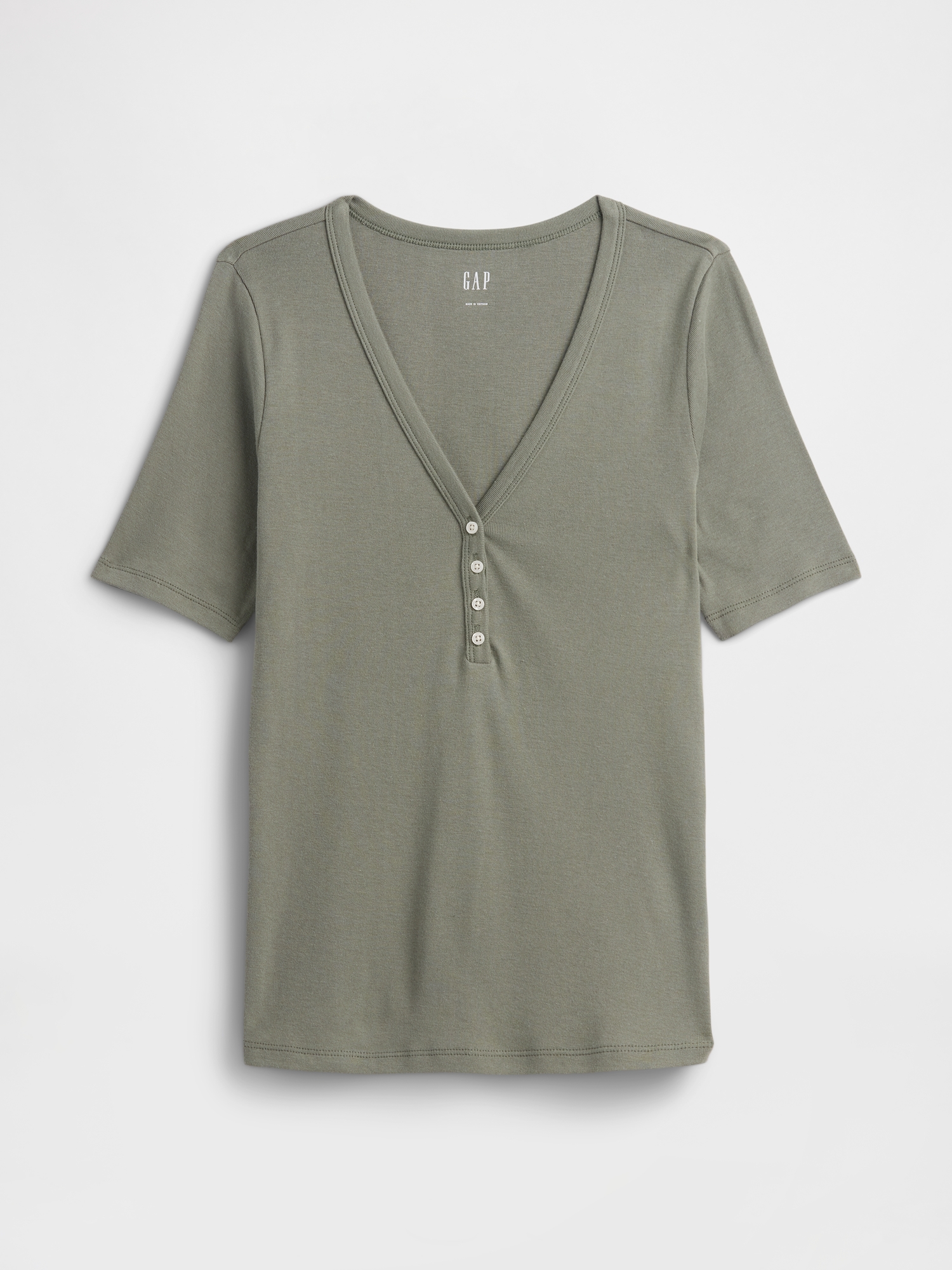 Modern Ribbed V-Neck Henley Top | Gap Factory