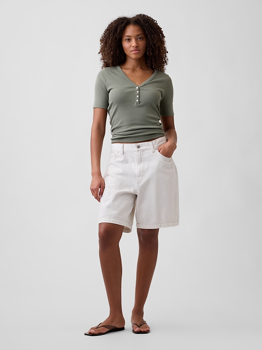 Image number 3 showing, Modern Ribbed V-Neck Henley Top