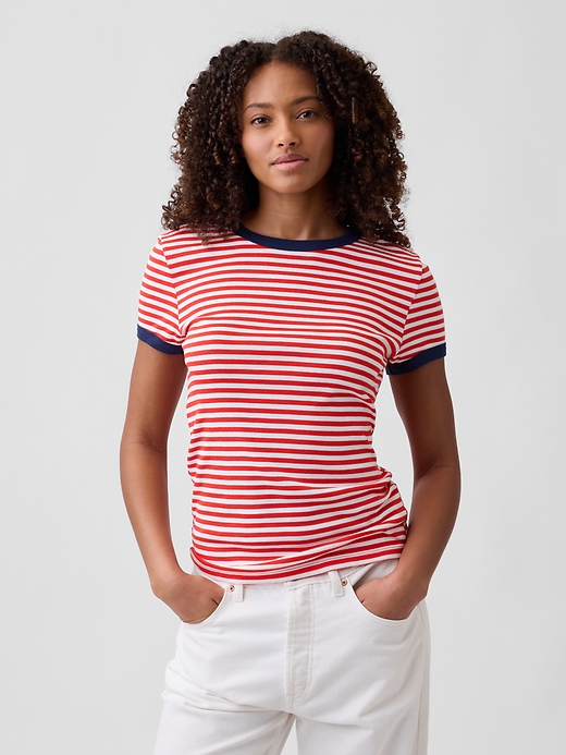 Image number 1 showing, Modern Ribbed Crewneck T-Shirt