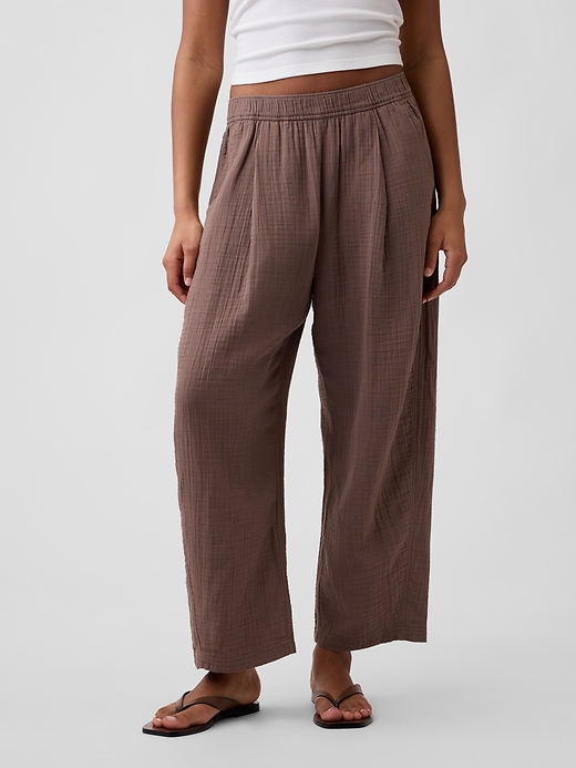 Image number 2 showing, Mid Rise Pull-On Barrel Gauze Pants