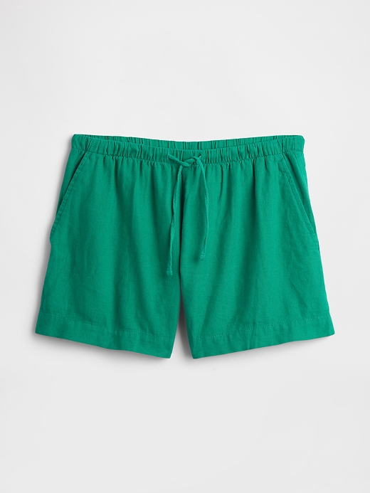 L'image numéro 7 présente Short à taille élastique en mélange de lin, entrejambe de 10 cm
