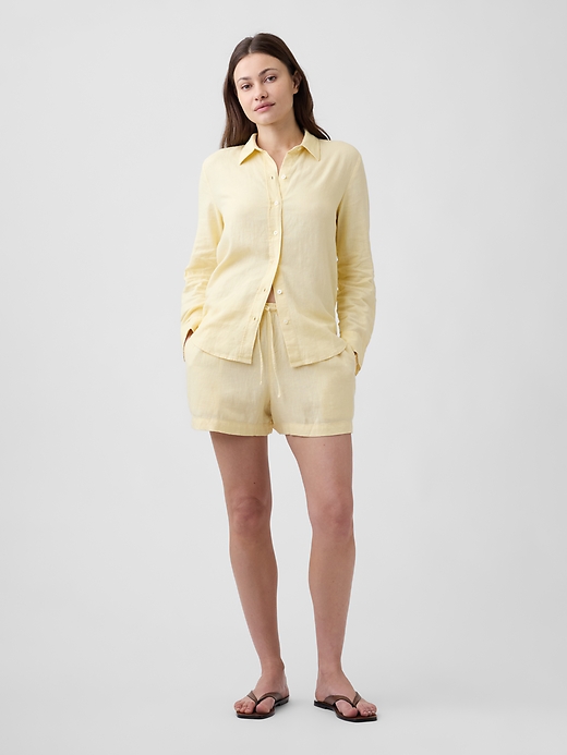 Image number 1 showing, 4" Pull-On Linen-Blend Shorts