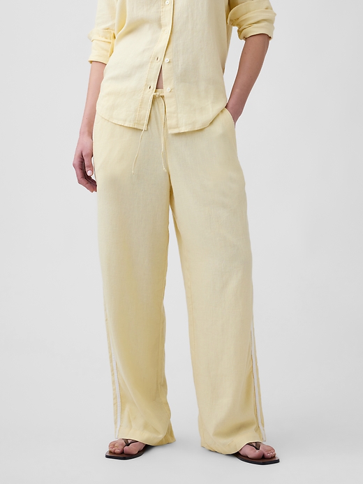 Image number 2 showing, Linen-Blend Stripe Wide-Leg Pants
