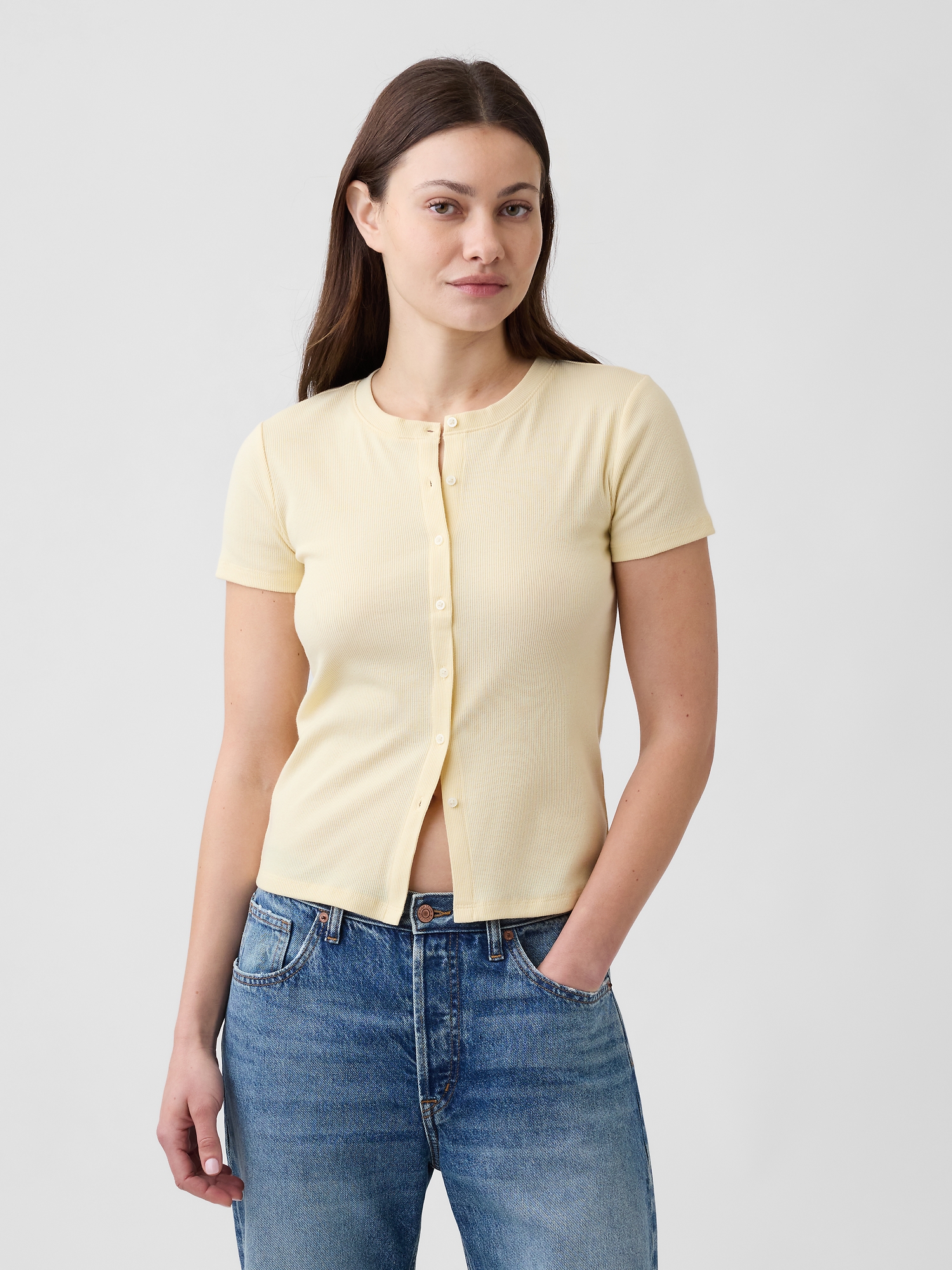 トップス cnt Ribbed Button-Up Top | Gap Factory