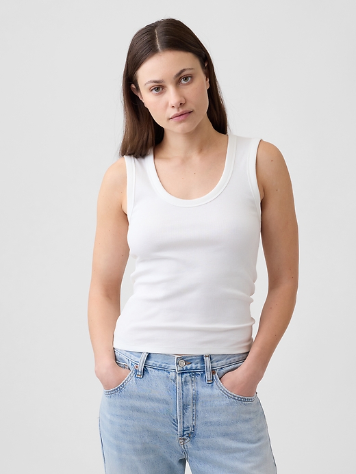 Image number 1 showing, Ribbed Scoopneck Tank Top