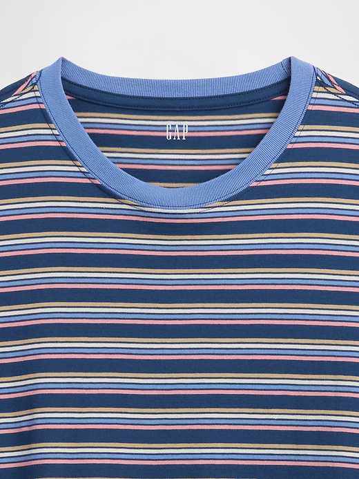 L'image numéro 4 présente T-shirt ras du cou doux de tous les jours à rayures