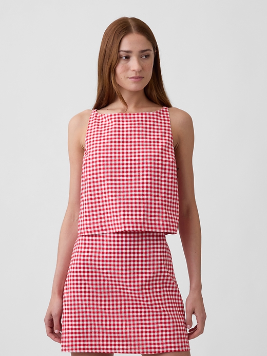 Image number 1 showing, Linen-Blend Apron Top