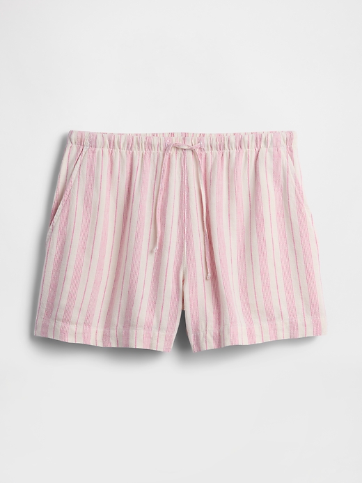 L'image numéro 7 présente Short à taille haute élastique en mélange de lin, entrejambe de 10 cm
