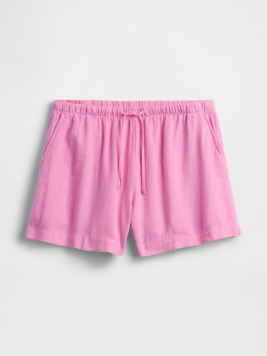 Image number 7 showing, 4" High Rise Pull-On Linen-Blend Shorts