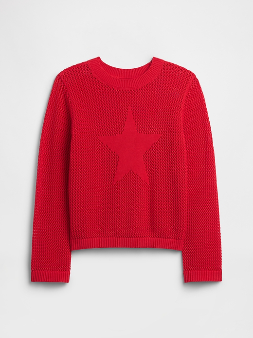 Image number 1 showing, Kids Relaxed Crochet Crewneck Sweater