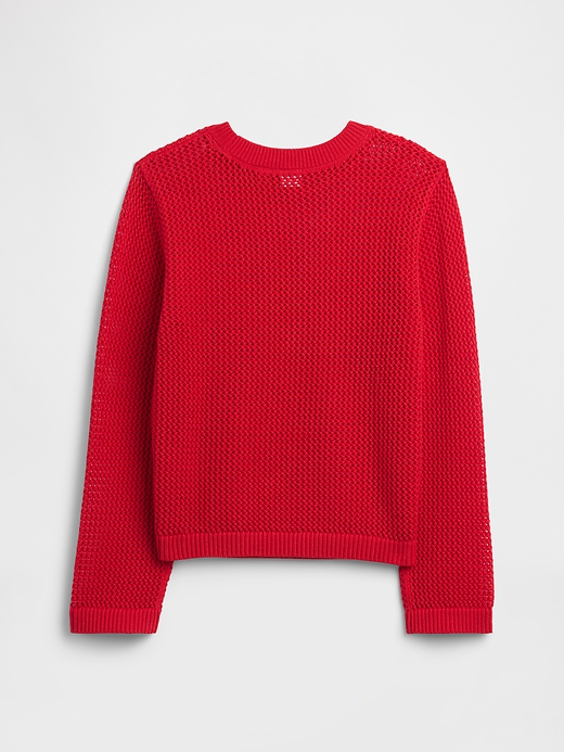 Image number 2 showing, Kids Relaxed Crochet Crewneck Sweater