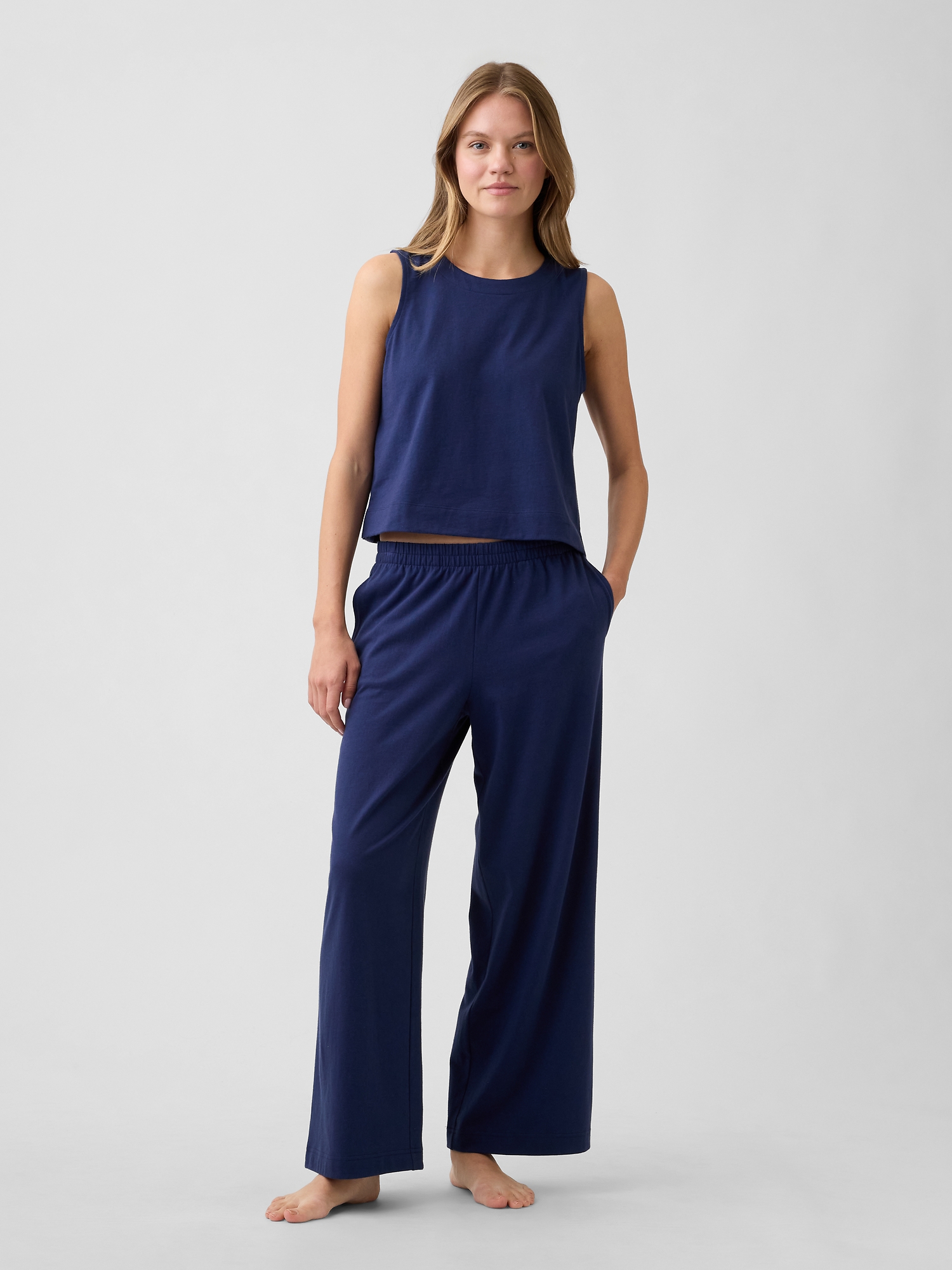 Glamb - Carson Cropped Pants ブルー Heavyweight Pull-On Wide-Leg Crop Pants | Gap Factory