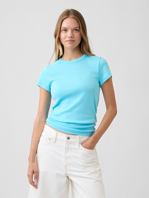 L'image numéro 1 présente T-shirt côtelé moderne à bords contrastants