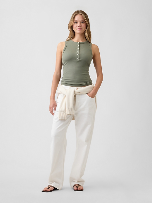 Ribbed Henley Tank Top | Gap Factory