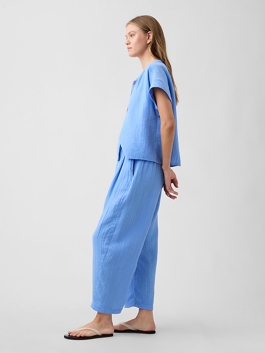 Image number 3 showing, Mid Rise Pull-On Barrel Gauze Pants