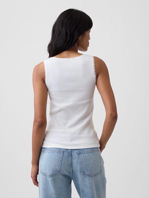 Image number 2 showing, Ribbed Lace-Trim Tank Top