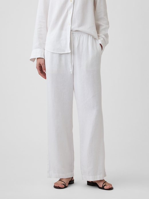 Image number 2 showing, Relaxed Linen-Blend Wide-Leg Pants