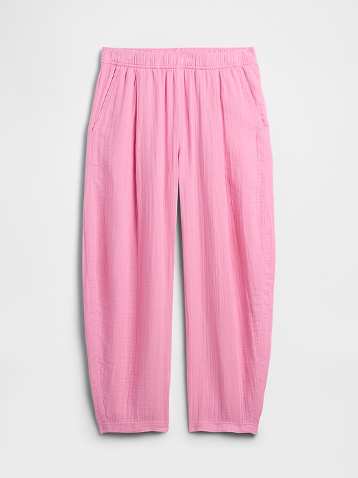 L'image numéro 7 présente Pantalon coupe baril en gaze à taille mi-basse extensible