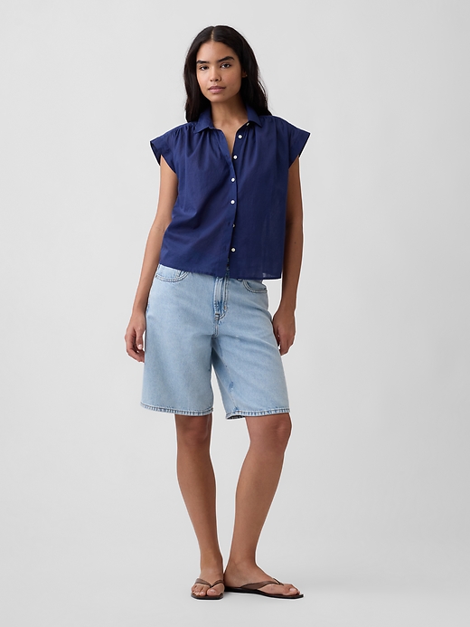 Image number 3 showing, Collared Cap-Sleeve Shirt
