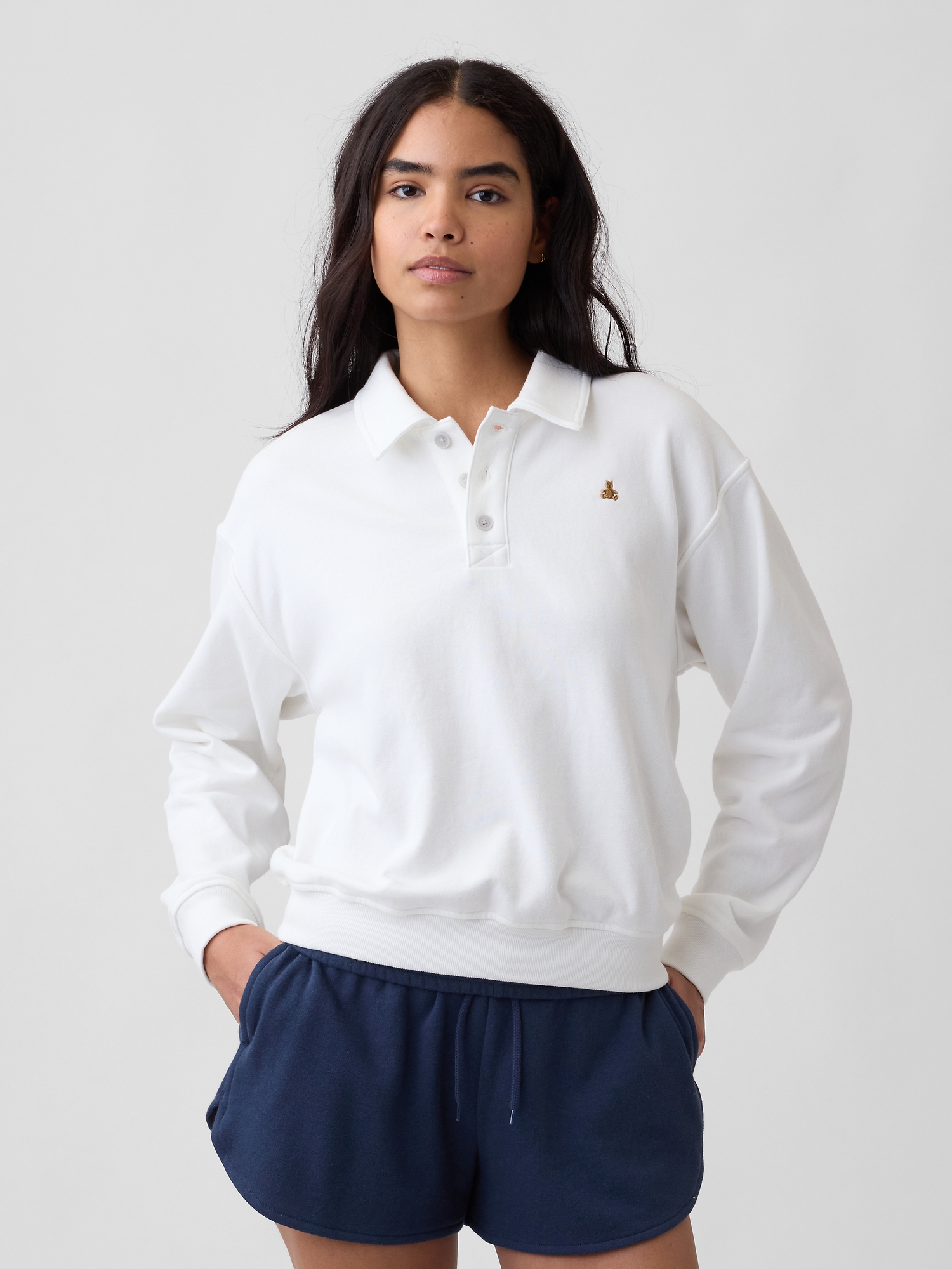 Relaxed Cropped Polo Sweatshirt | Gap Factory