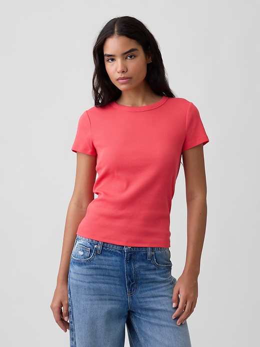 L'image numéro 1 présente T-shirt indispensable ras du cou côtelé