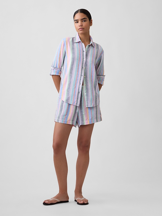 Image number 1 showing, 4" Pull-On Linen-Blend Shorts