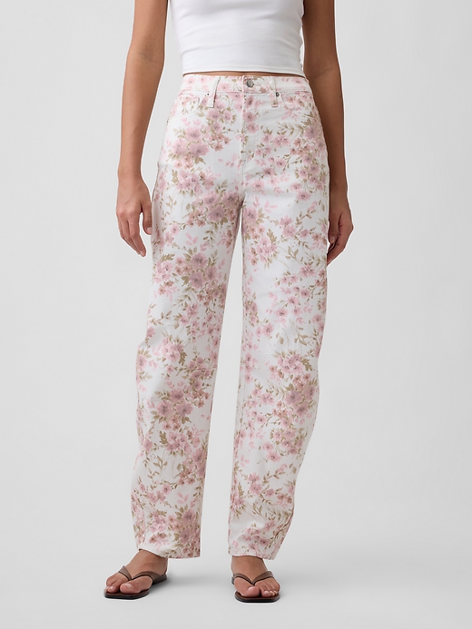 Image number 2 showing, High Rise Print Barrel Jeans