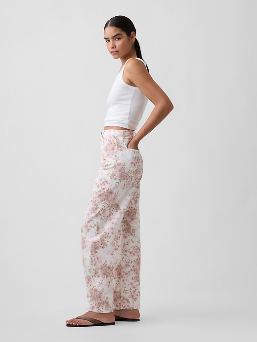 Image number 3 showing, High Rise Print Barrel Jeans