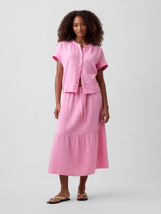 Image number 3 showing, Relaxed Button-Up Gauze Top