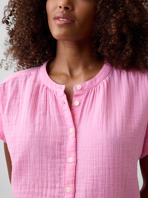 Image number 4 showing, Relaxed Button-Up Gauze Top