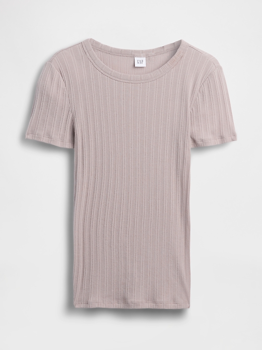 Image number 5 showing, Ribbed Pointelle Crewneck T-Shirt