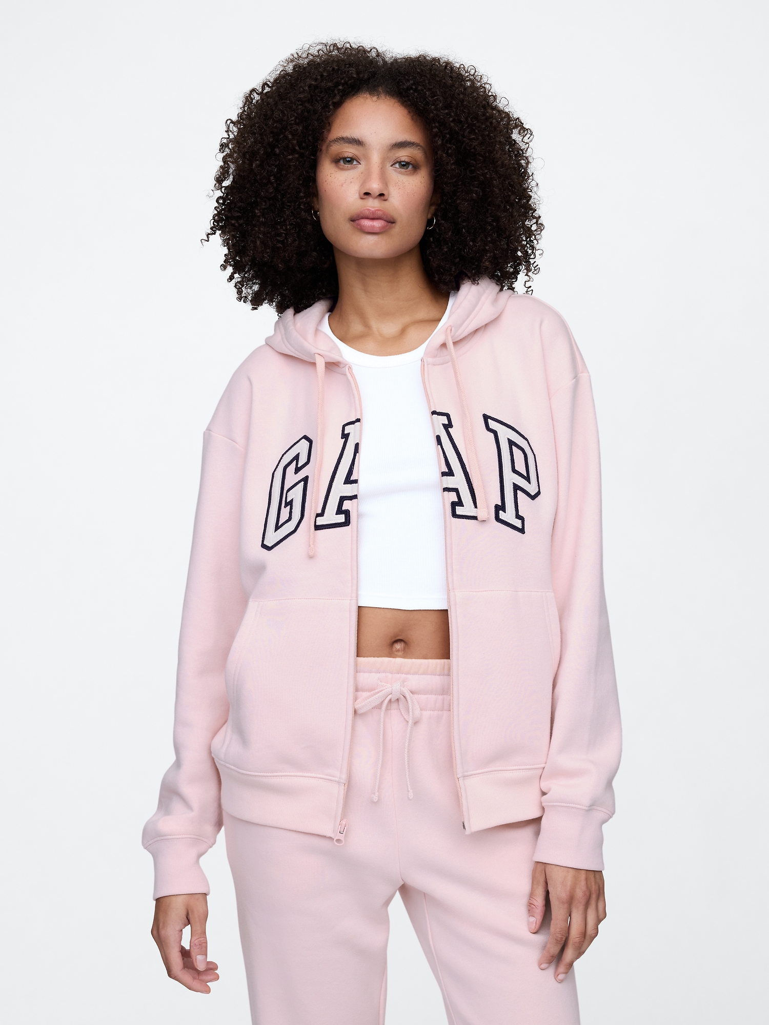 トップス gap fur zip up hoodie light pink archive Relaxed Gap Logo Zip Hoodie | Gap Factory